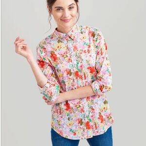 Joules Button Down Floral Top. 100% Cotton EUC